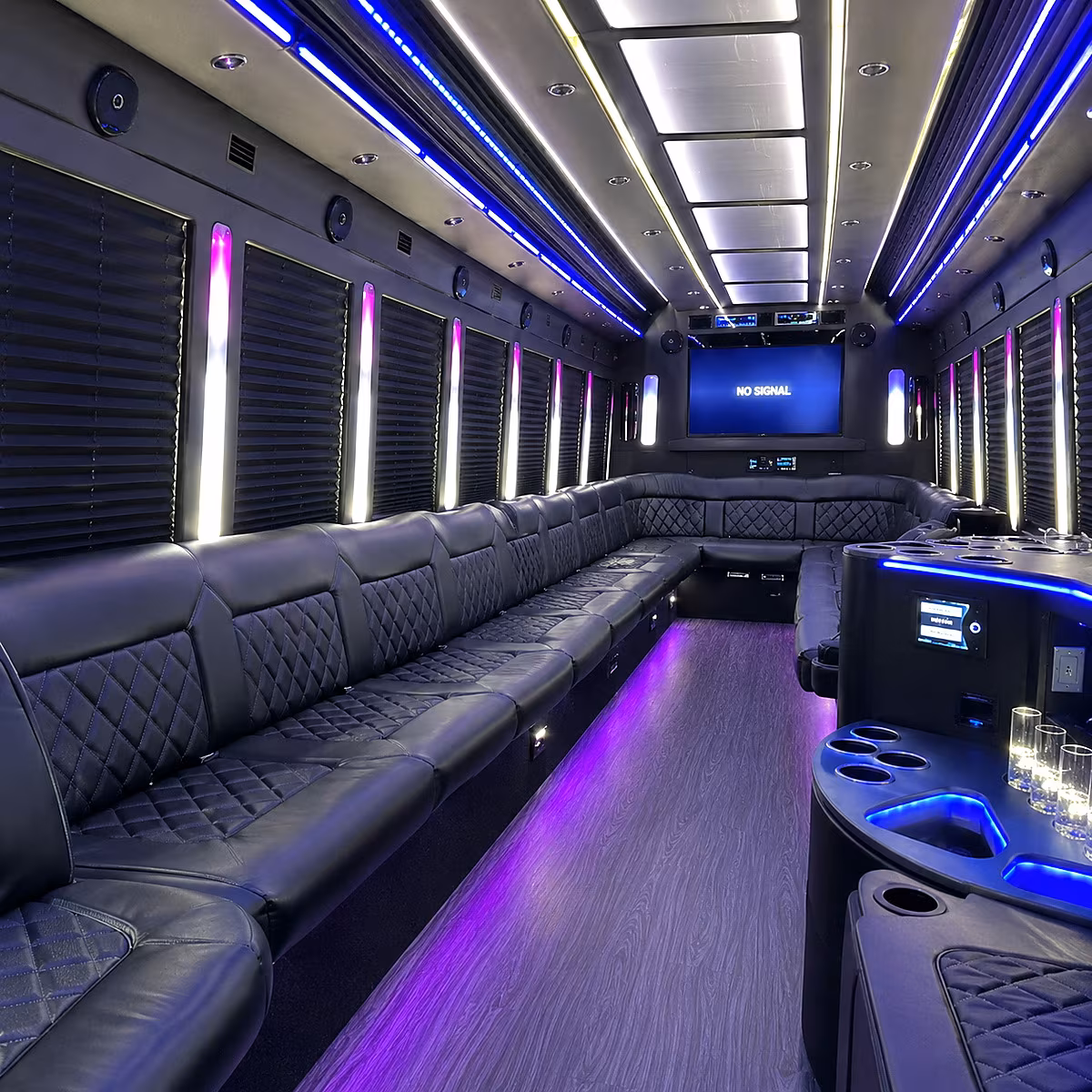 stockton 30 passenger party bus inside